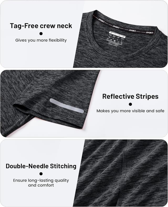 Detalle 2 de MAGCOMSEN Herren Sportshirt Kurzarm – schnelltrocknendes Lauf- und Funktionsshirt aus Polyester