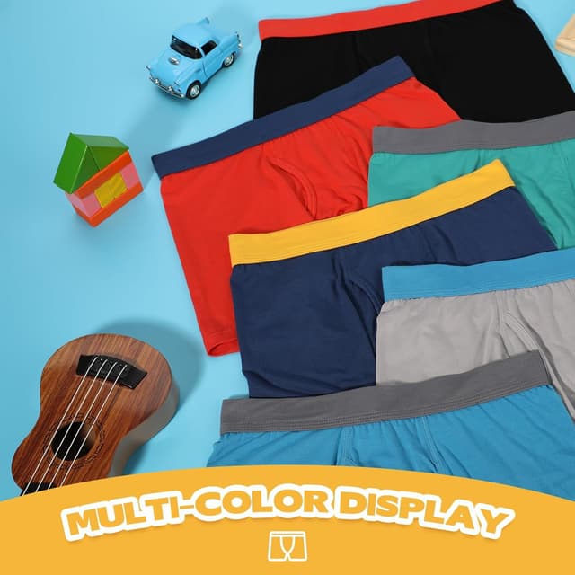 Detalle 2 de Bamboo Cool Boys’ Boxer Briefs (6-18Y) 6-Pack — Moisture-Wicking, Ultra-Soft Bamboo Viscose Underwear