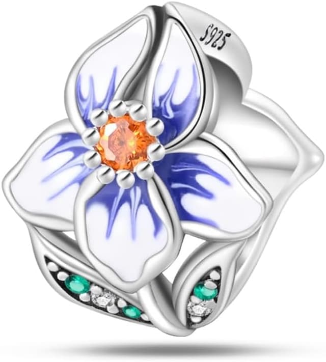 Detalle de LIGHTDOG Femmes Charm 925 en argent sterling avec perles de fleurs