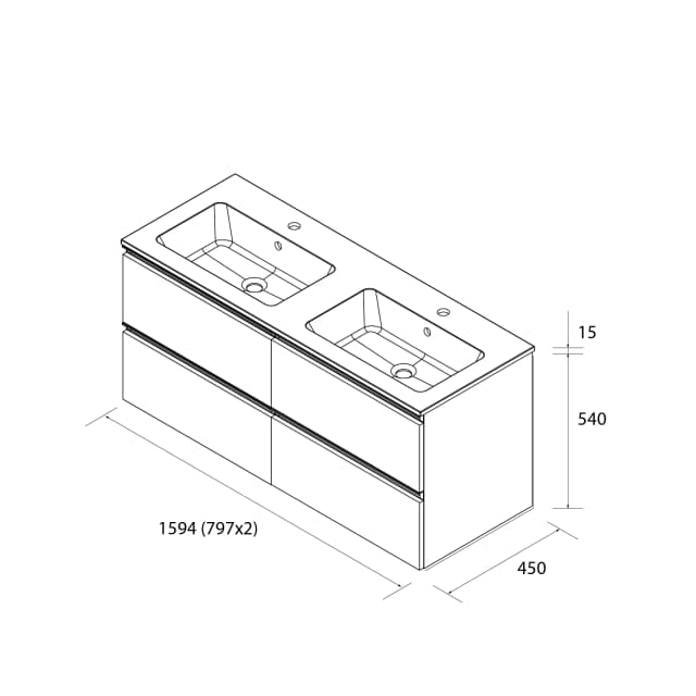 Thumbnail 4 de Salgar Vilna Mueble baño metal 4 cajones y lavabo 2 pozas Bequia