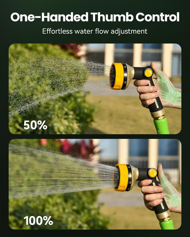 Detalle de RAINPOINT Hose Pipe Spray Gun (Yellow) with Thumb Flow Control and 10 Spray Patterns