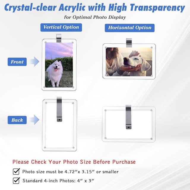 Thumbnail 3 de 2 Pack Magnetic Car Visor Photo Clips 4.72x3.15 in