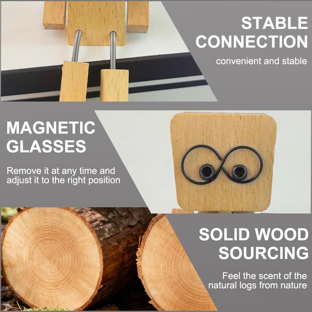 Detalle de Vicloon petite figurine en bois à bascule avec lunettes magnétiques