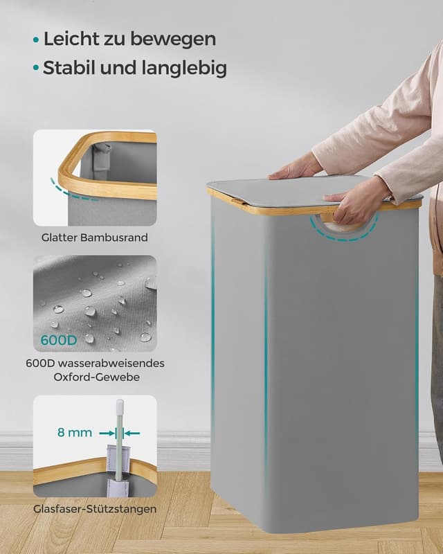 Thumbnail 6 de SONGMICS Wäschekorb 3 Fächer mit Deckel 150 L