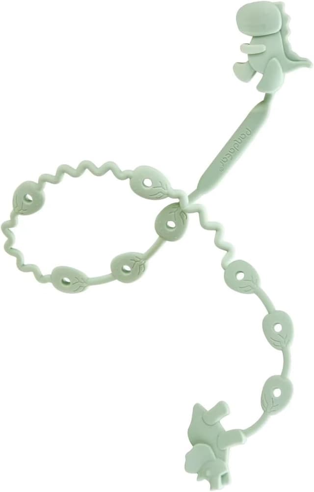 Detalle 1 de PandaEar Silicone Toy Straps (5 Pack) with Dinosaur Clips – Adjustable Dummy Teether & Bottle Holders