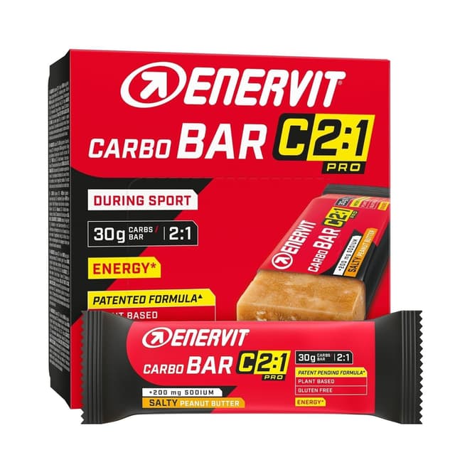 Detalle de Enervit Carbo Bar C2:1PRO Salty Peanut Butter – veganer Energieriegel mit 30 g Kohlenhydraten pro 45-g-Riegel
