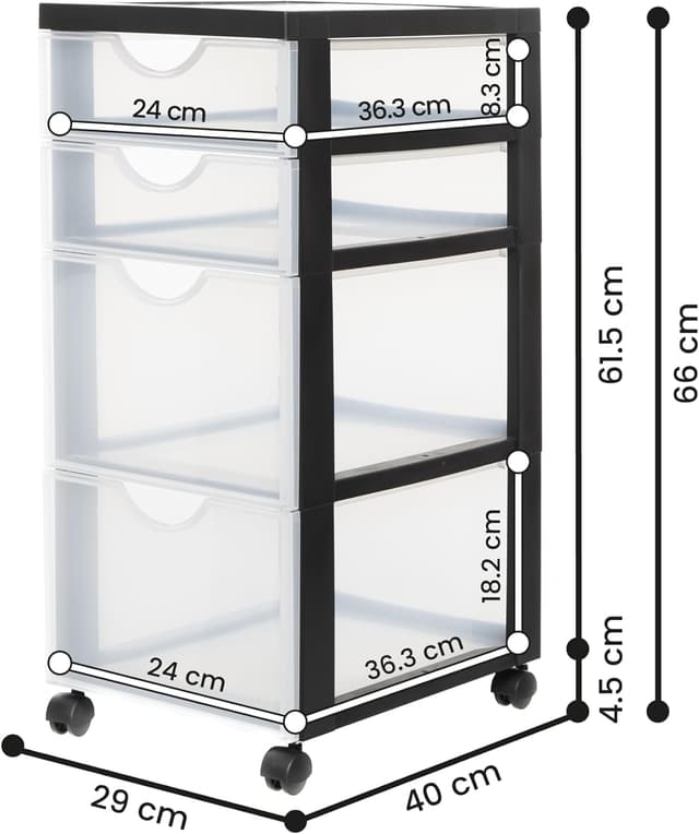 Detalle de Iris Ohyama DDDC-322 Rollcontainer mit 4 Schubladen