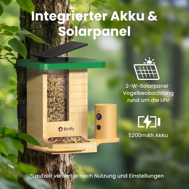 Thumbnail 6 de Birdfy Smartes Vogelfutterhaus mit Kamera (1080P, Solar, KI-Erkennung für 6.000+ Vogelarten) im Hochformat
