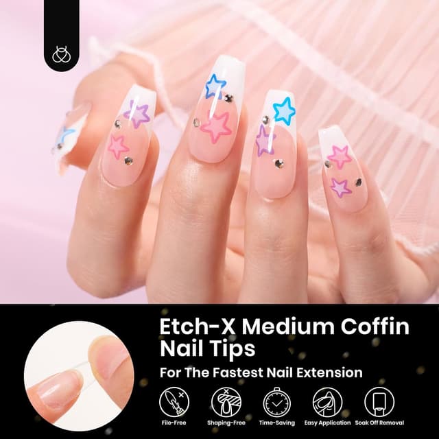 Detalle 2 de Beetles Gel Nail Tips Medium Coffin 288pcs ๐