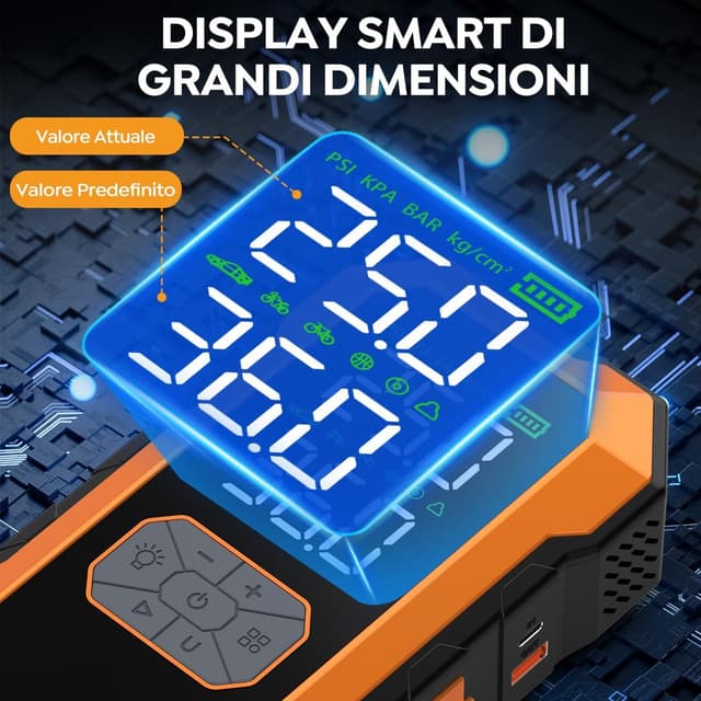 Thumbnail 6 de Avviatore Batteria Auto con Compressore 150 PSI, 8000A/25000 mAh e Torcia LED (arancione)