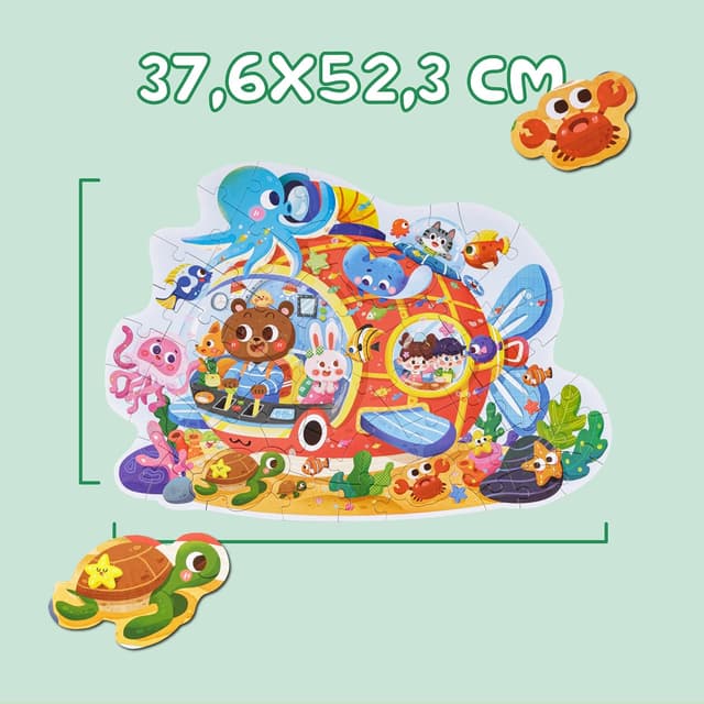 Detalle de Baroni Toys Puzzle sagomato Sottomarino da 59 pezzi per bambini 3+ (52,3x37,6 cm)