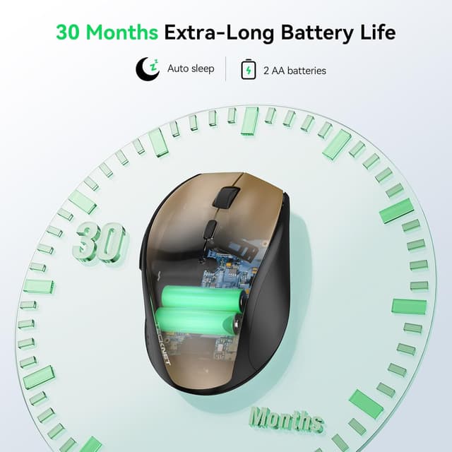 Detalle de TECKNET Kabellose Maus (2,4G, 4800 DPI) mit USB-Nano-Empfänger – 6 Tasten, bis zu 30 Monate Akkulaufzeit