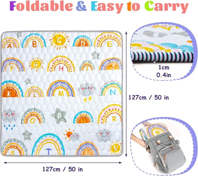 Thumbnail 6 de Funsland Foldable Baby Play Mat (127x127cm) – soft non-slip cotton & polyester floor mat