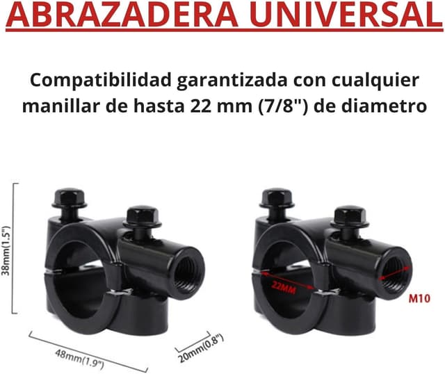 Thumbnail 3 de Espejos retrovisores moto homologados E24 360° 22mm