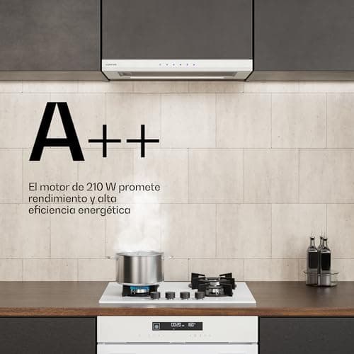 Detalle de Klarstein Velaire campana extractora integrada 60 cm (896 m³/h) con control táctil y LED, blanco