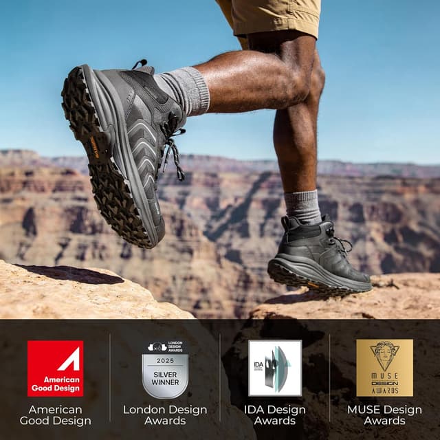 Detalle de NORTIV 8 Men’s Waterproof PRO Hiking Boots (Armadillo FieldLite) — Lightweight, grippy outdoor trekking shoes