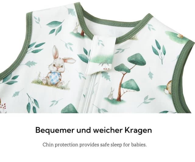 Detalle 2 de Chilsuessy 2er Pack Baby-Schlafsack Sommer mit Füßen 0,5 TOG aus 100% Baumwolle (0,5 TOG) – Pilzkaninchen & Panda Home