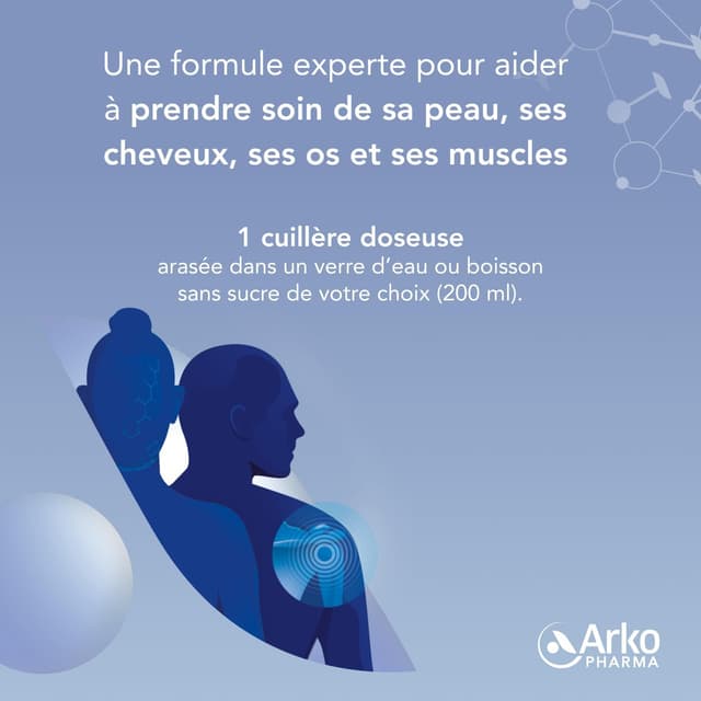 Detalle de Arkopharma Collagène Peau Cheveux Os & Muscles 260 g — complément alimentaire pour peau, cheveux, ongles, os et muscles