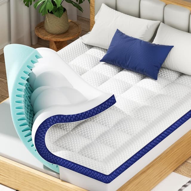 Detalle de BEDDELITE King Dual-Layer 4 Inch Mattress Topper with Gel Foam and Stretchable Pockets