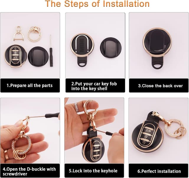 Detalle 2 de Koaudb car key full cover for BMW Mini Cooper & Countryman smart key (soft TPU case with keychain)