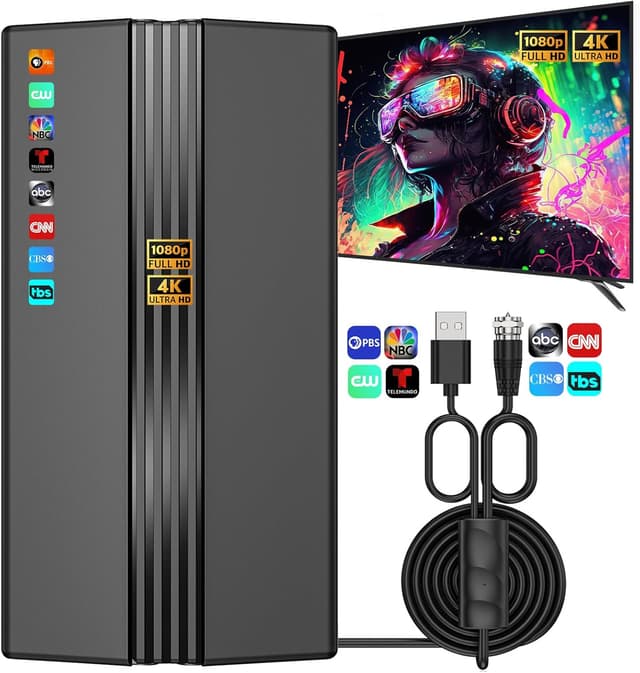 Detalle de bahouloer 2026 TV Antenna for Smart TV (2200+ Mile Range, 360° Reception) — Indoor/Outdoor
