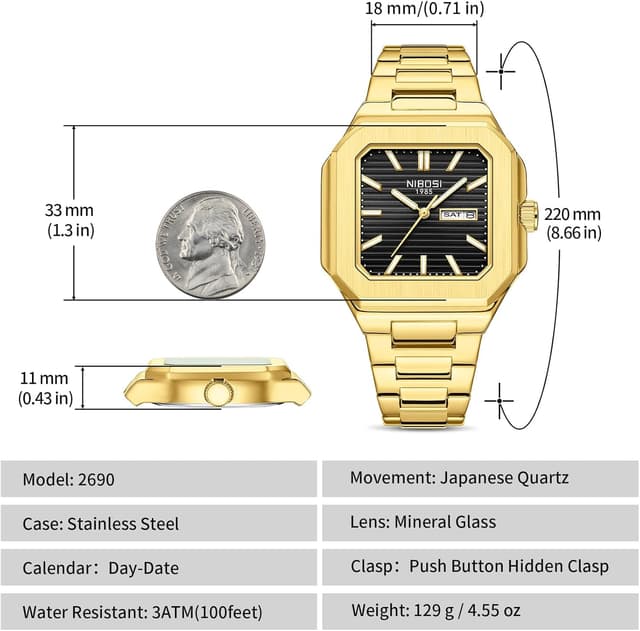 Thumbnail 6 de NIBOSI Orologio uomo quadrato analogico