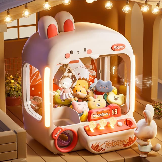 Detalle de 64 PCS Kids Bunny Claw Machine Vending Game (USB or Battery, Back Door for Swapping Prizes)
