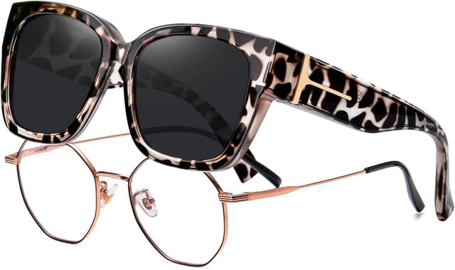 Detalle de KANASTAL Übergröße Fit-Over Sonnenbrille für Brillenträger (polarisiert, UV400, quadratisch)