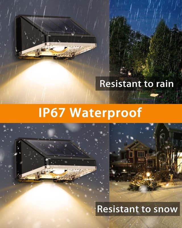 Detalle 2 de Delaiglow Solar Wall Lights 4 Pack (IP67) – Warm White outdoor lighting for gardens, walls & patios