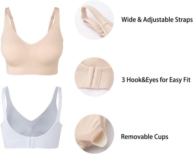 Detalle 2 de Amazingjoys non-wired seamless bras for women with removable pads (3-pack)