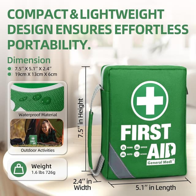 Detalle de General Medi First Aid Kit Compact First Aid Bag (175 pieces) – Reflective bag design
