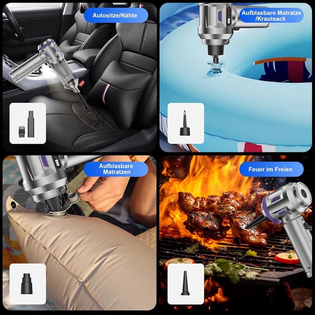 Detalle de Handstaubsauger 26.000 Pa (4-in-1) mit Akku, 3 Modi und Digitalanzeige – violett