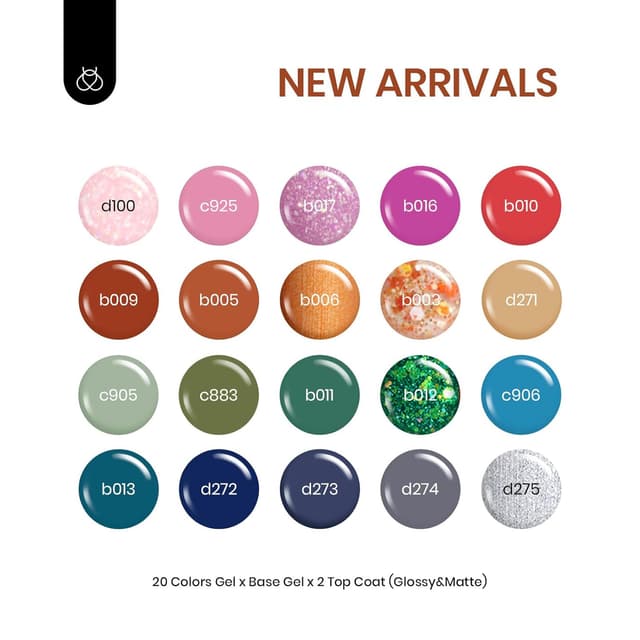 Detalle 2 de Beetles UV Nagellack-Set „Stylish Retro“ – 20 Farben mit Base & Top Coat (Soak-Off)