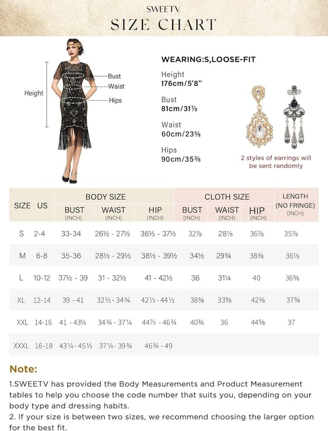 Detalle 2 de SWEETV Gatsby Kleid Damen 20er-Jahre