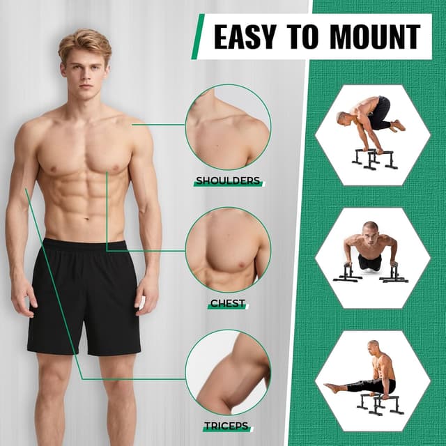 Detalle de IMAYCC Parallettes calisthénics 2 en 1 réglables (barres de dips/push-up) antidérapantes