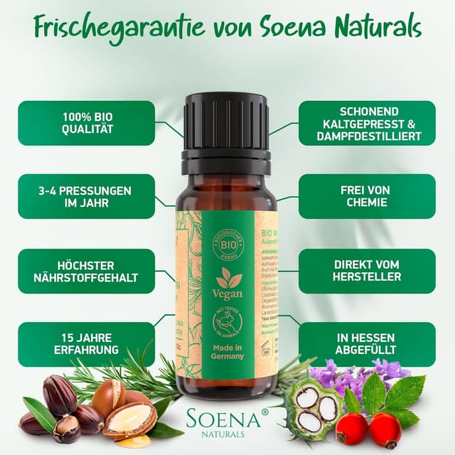 Thumbnail 6 de BIO Wimpernserum (100% natürlich, hormonfrei) mit 6 BIO Ölen – Lash Wachstumsserum gegen Wimpernausfall