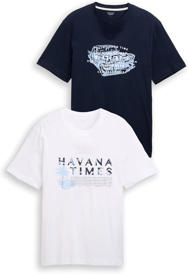 Detalle de TOM TAILOR 1048076 T-Shirt da uomo in cotone (confezione da 2)