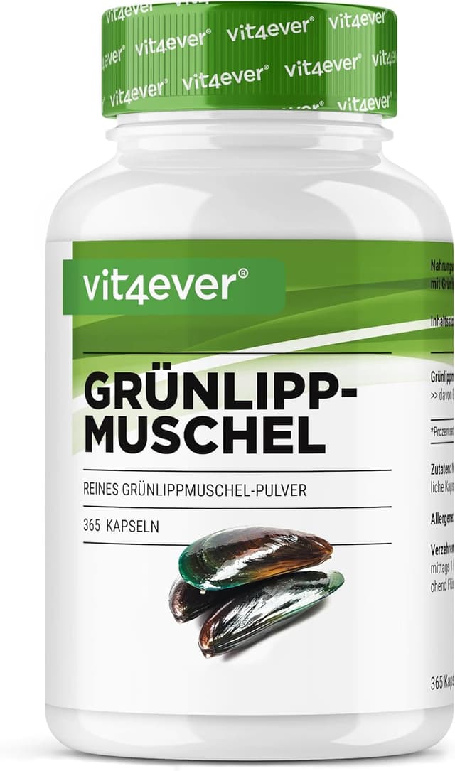 Detalle de vit4ever Grünlippmuschel 365 Kapseln 💊