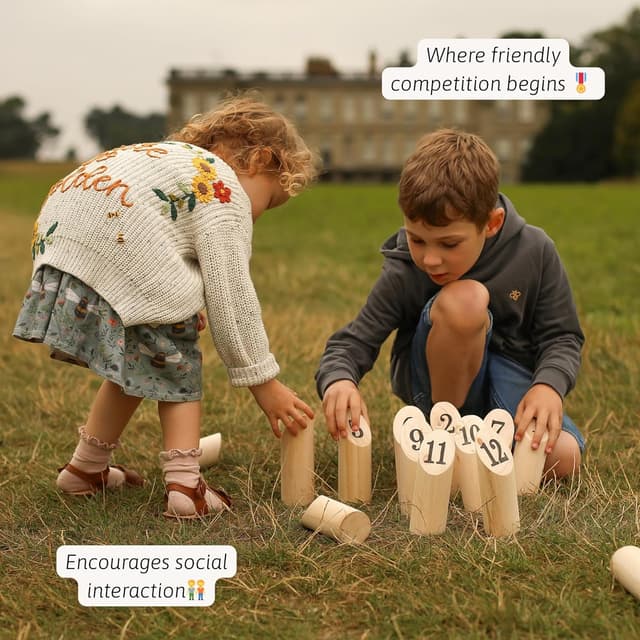 Detalle de Jaques of London Wooden Skittles (Garden Skittles Game) outdoor throwing game for kids and adults