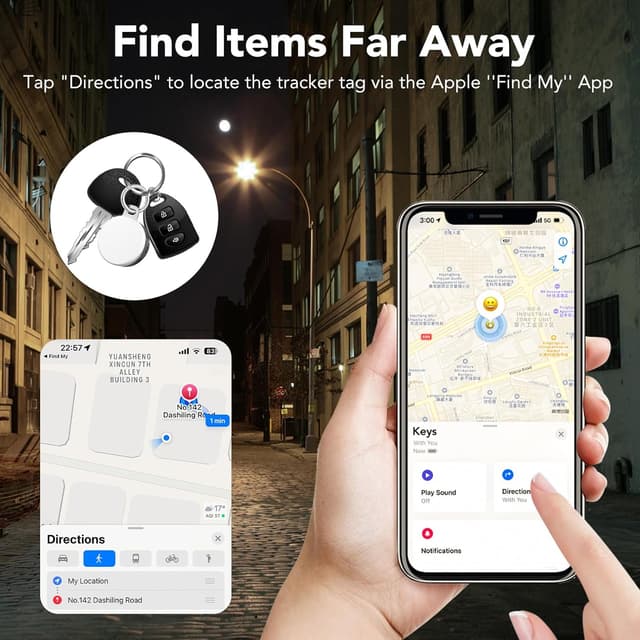 Detalle de 2-in-1 Air Tracker Tags 2-Pack Bluetooth Item Finder (Works with Apple Find My) — iOS Only