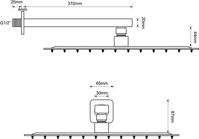 Detalle de JOHO pommeau de douche pluie 40×40 cm avec bras 37 cm en acier inox SUS304