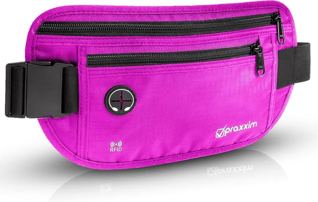 Detalle de Praxxim Bauchtasche Extra Flach für Damen und Herren – Hüfttasche für Handys bis 7 Zoll (pink)