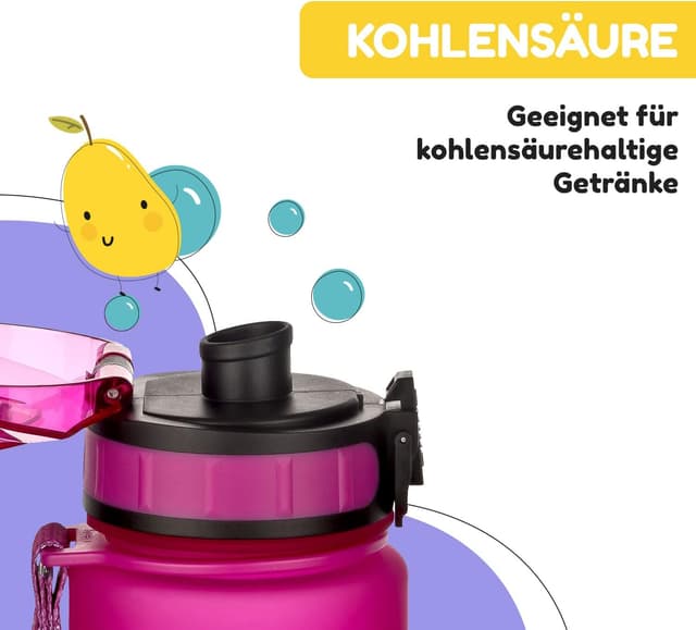 Detalle de schmatzfatz Kinder-Trinkflasche 0,5 L auslaufsicher mit Fruchteinsatz (BPA-frei)