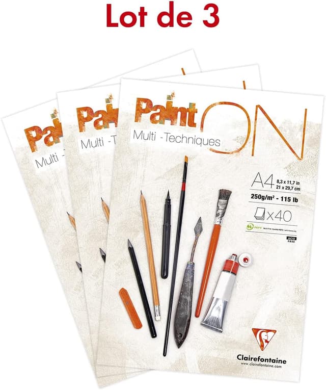 Thumbnail 1 de Clairefontaine 96537AMZC - Lote de 3 blocs encolados 📄 40 hojas 21x29.7 cm