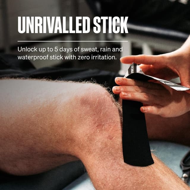 Detalle 2 de SPORTTAPE Original K Kinesiology Tape 5cm x 5m (Black) – Hypoallergenic, waterproof athletic tape for joints & muscle support