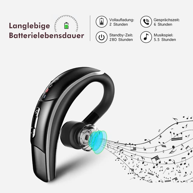Detalle 2 de COSMUSIS Cuffie Bluetooth singola CVC 6.0 con cancellazione rumore e microfono, vivavoce business