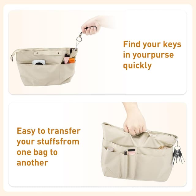 Detalle de HYEPNED Bag Organiser Insert for Longchamp Le Pliage Large tote with zipper and 15 pockets