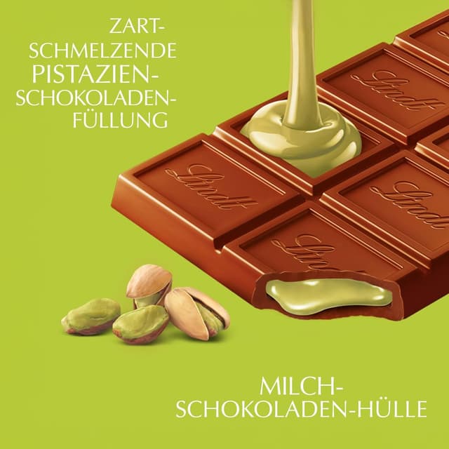 Detalle 2 de Lindt LINDOR Tafel Pistazie (Vollmilchschokolade) 100 g