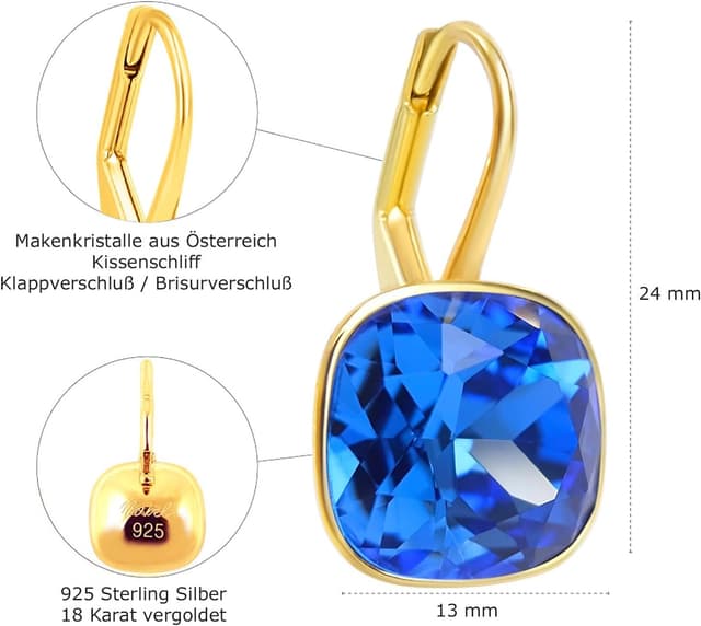 Detalle de NOBEL SCHMUCK Goldene Kristall Ohrringe