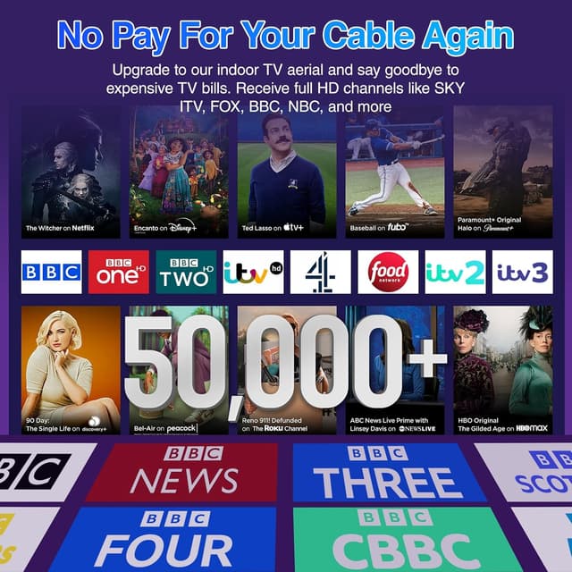 Detalle de Indoor TV Aerial digital 2025, 5m coax